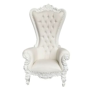 throne chair single white painted carved and white leather classic furniture throne chair single white painted carved and white leather classic furniture