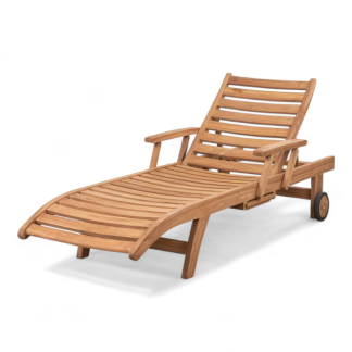 Premium Teak Sun Lounger – Adjustable & Wheeled