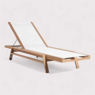 Premium Teak Sun Lounger – 1 Stackable Chaise Lounge