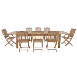 Premium Solid Teak Dining Set 8 Seater with Folding Chairs