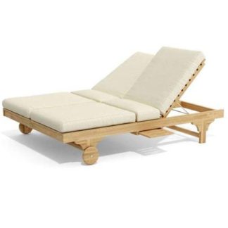 Premium Double Sun Lounger 2-Seater – Solid Wood Comfort
