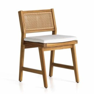 Solid Wooden Dining Chair Premium Teak with Rattan Back